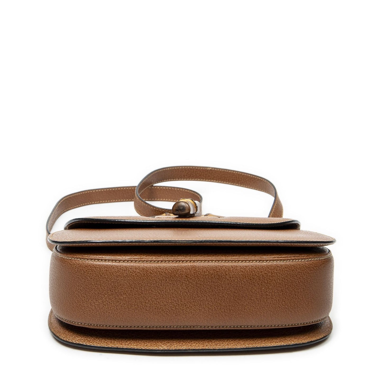Gucci Vintage Flap Top Handle Brown Gray Calfskin Leather