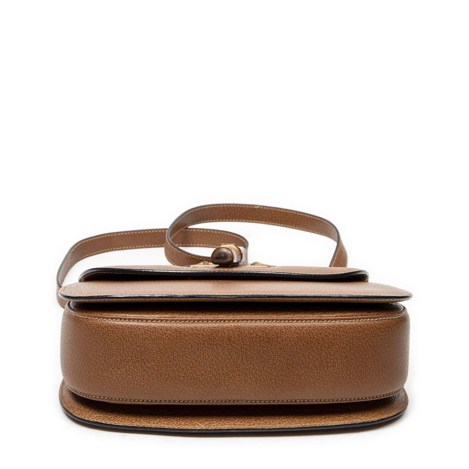Gucci Vintage Flap Top Handle Brown Gray Calfskin Leather