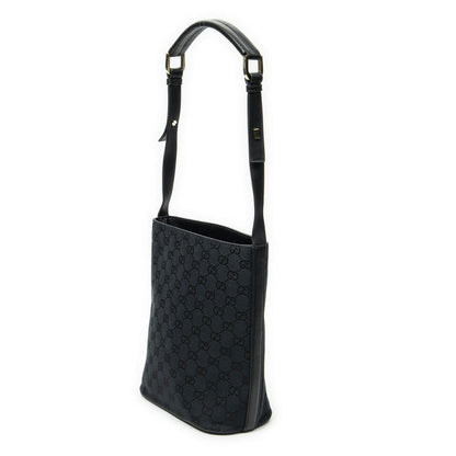 Gucci FF Buckle Shoulder Bag Black GG Canvas