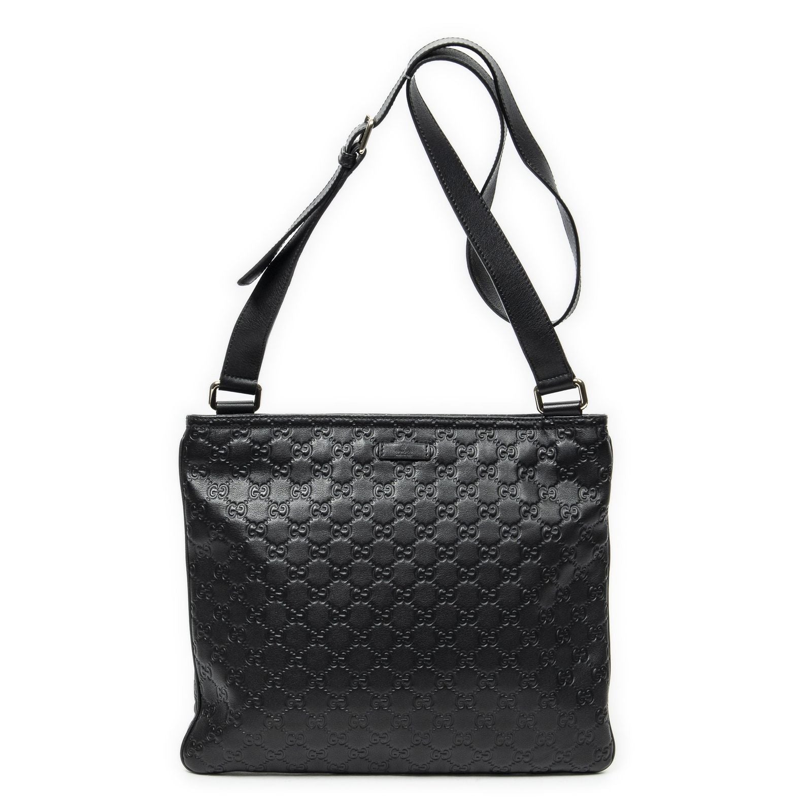 Gucci Large Square Zip Messenger Black Guccissima