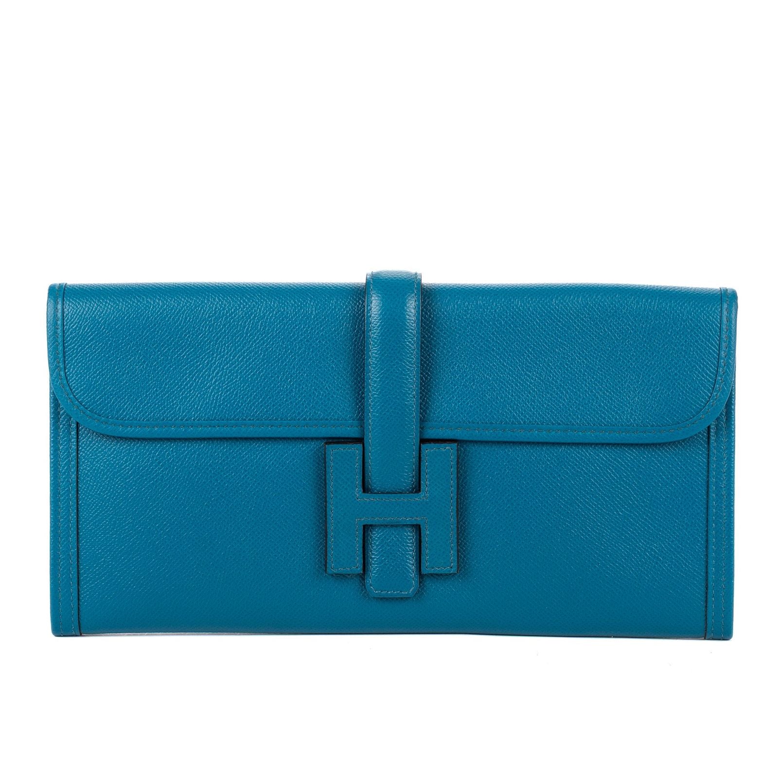 Hermes Jije Elan Clutch Blue Epsom Leather