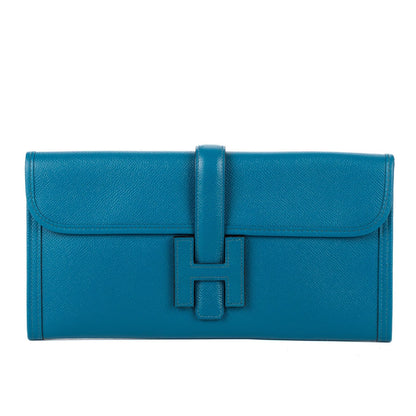 Hermes Jije Elan Clutch Blue Epsom Leather
