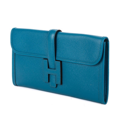 Hermes Jije Elan Clutch Blue Epsom Leather