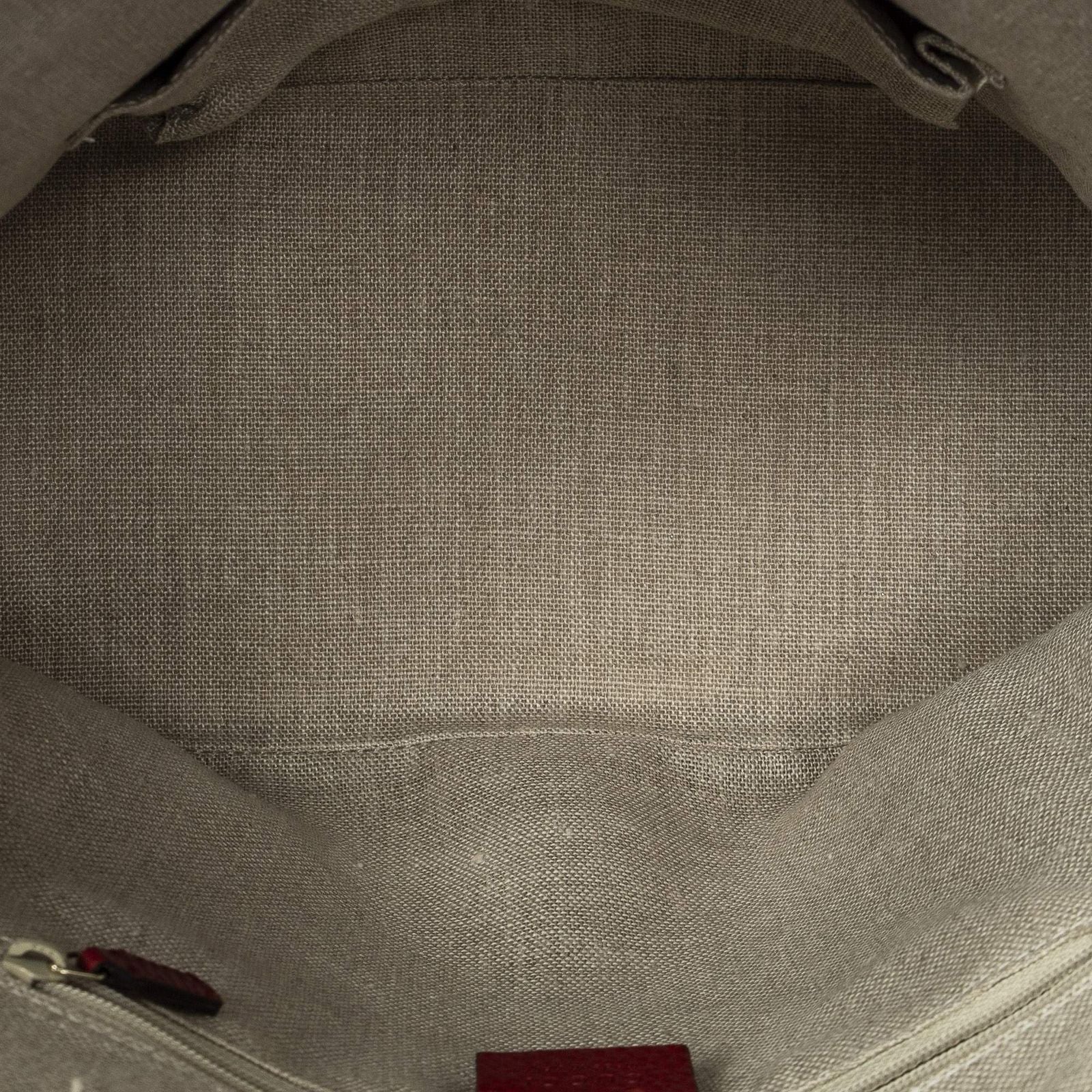 Gucci Small GG Charm Dome Tote Red Gray Calfskin Leather