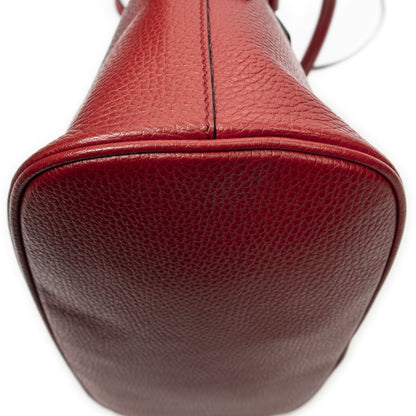 Gucci Small GG Charm Dome Tote Red Gray Calfskin Leather