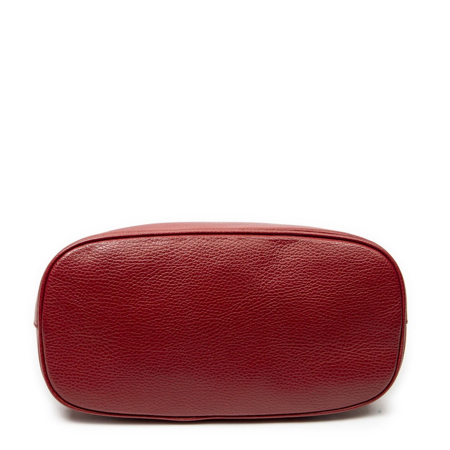 Gucci Small GG Charm Dome Tote Red Gray Calfskin Leather
