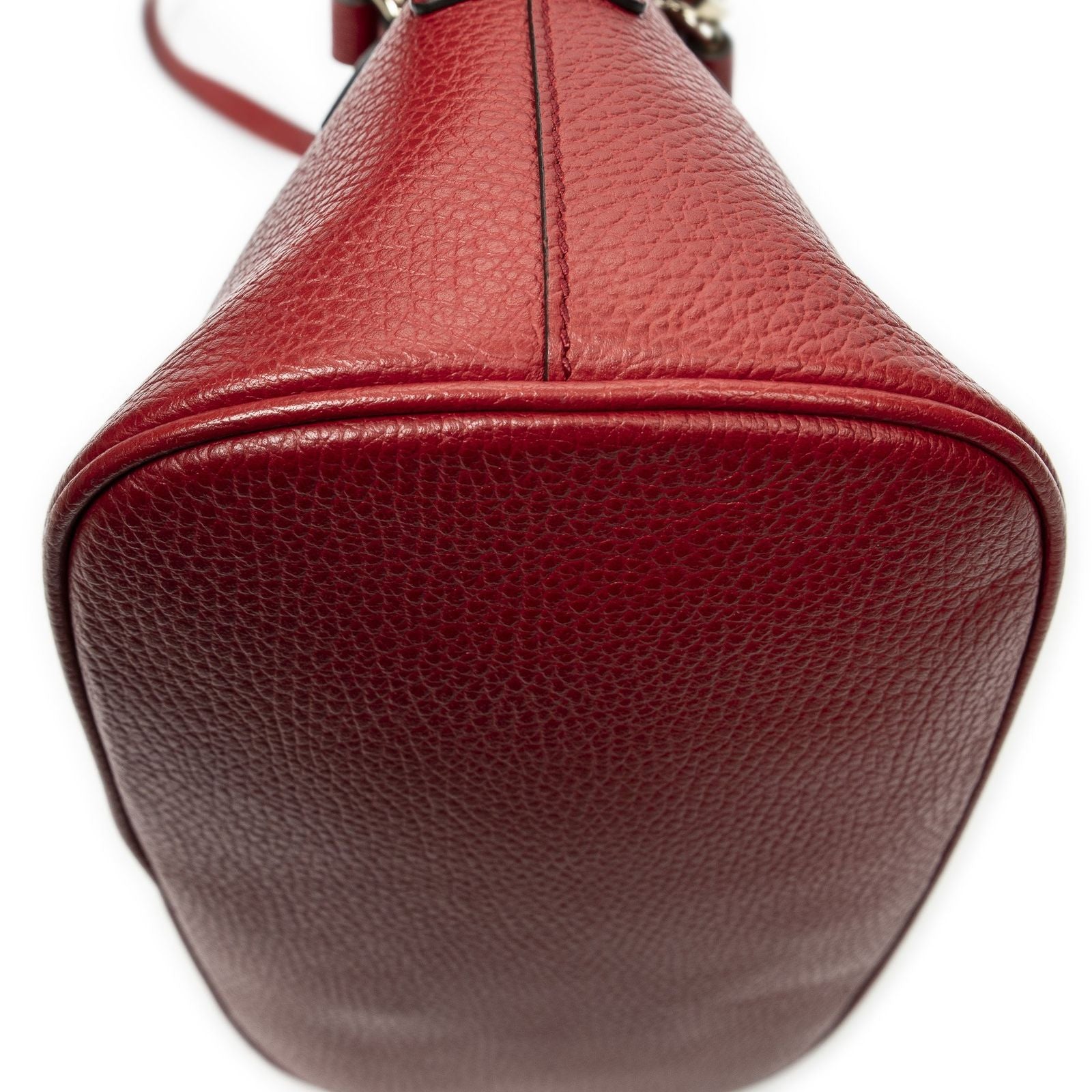 Gucci Small GG Charm Dome Tote Red Gray Calfskin Leather