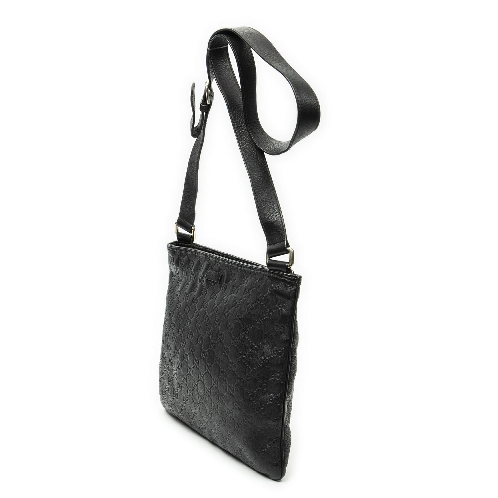 Gucci Large Square Zip Messenger Black Guccissima