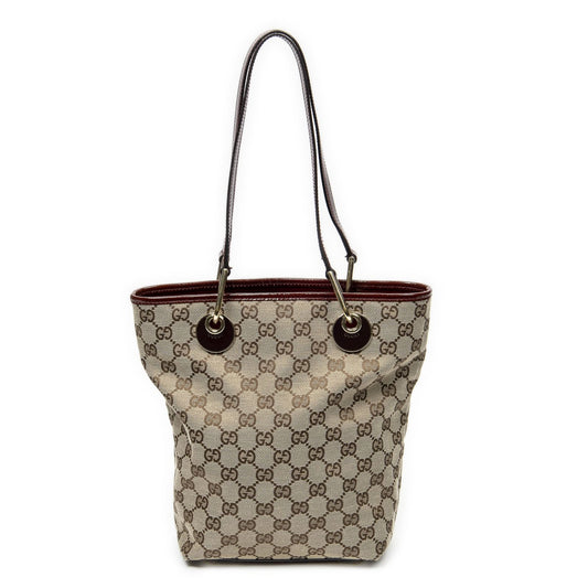 Gucci Small Eclipse Shopping Beige Red GG Canvas