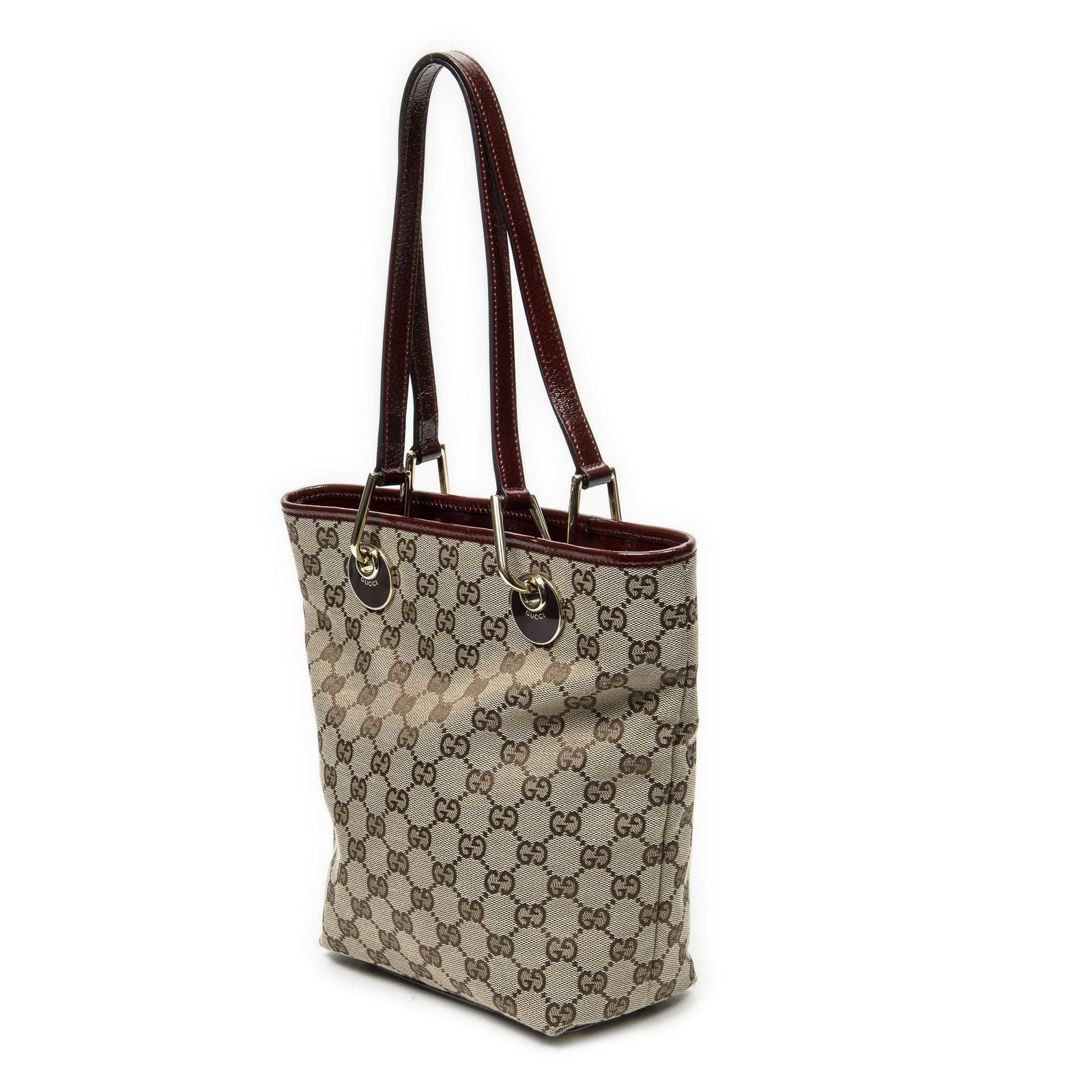 Gucci Small Eclipse Shopping Beige Red GG Canvas