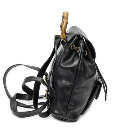 Gucci Mini Bamboo Backpack Black Calfskin Leather