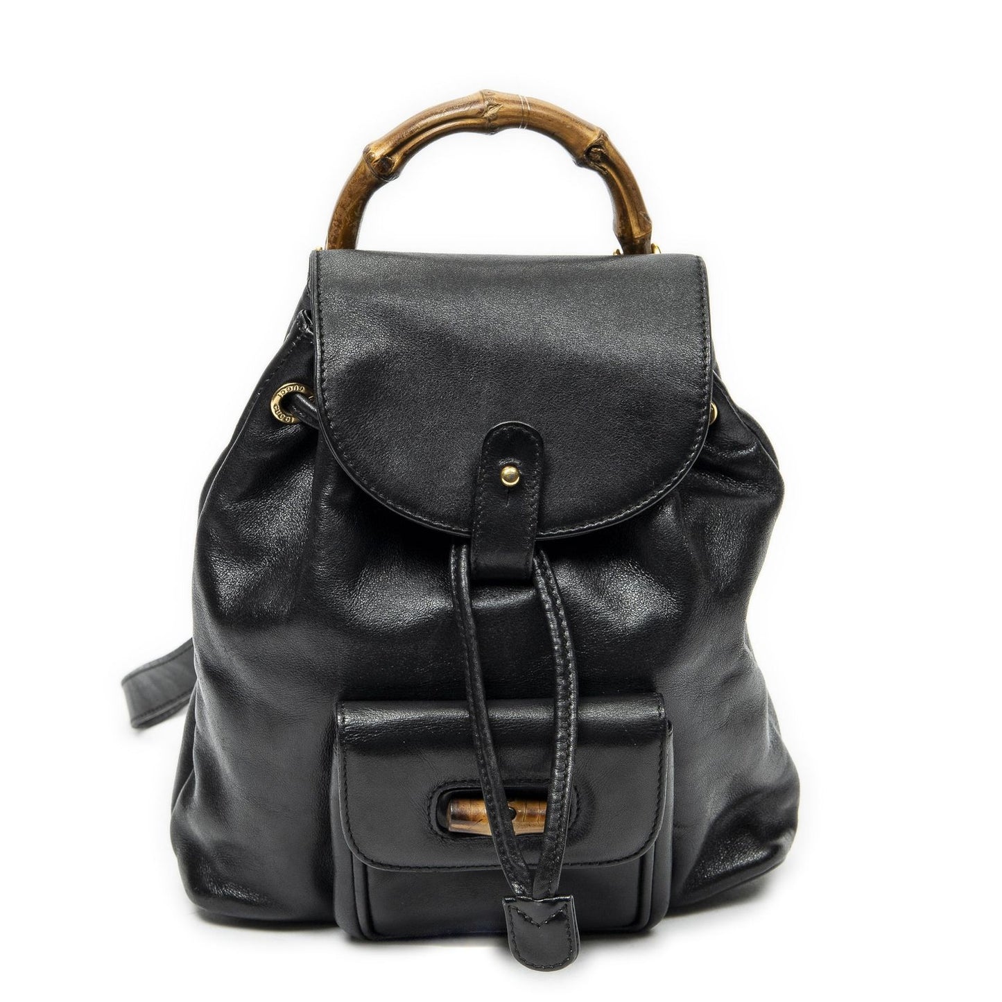 Gucci Mini Bamboo Backpack Black Calfskin Leather