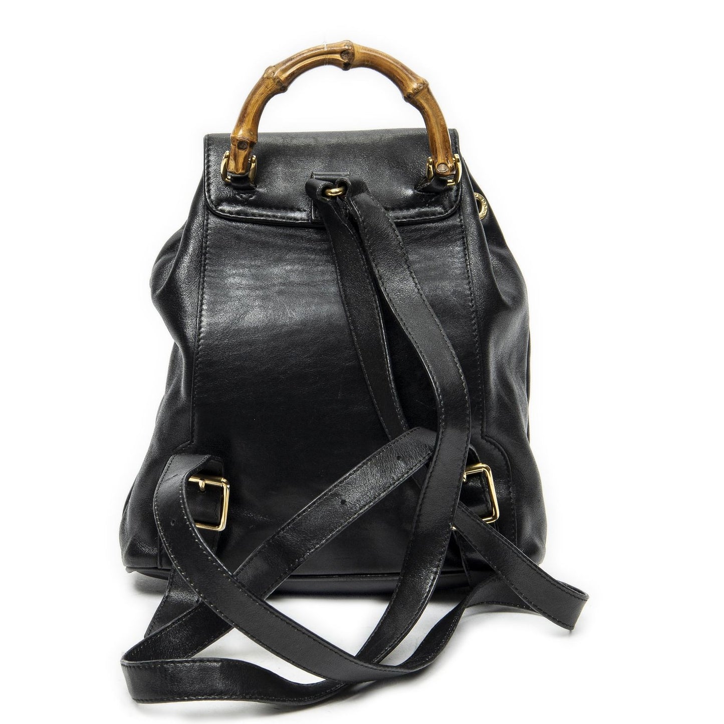 Gucci Mini Bamboo Backpack Black Calfskin Leather
