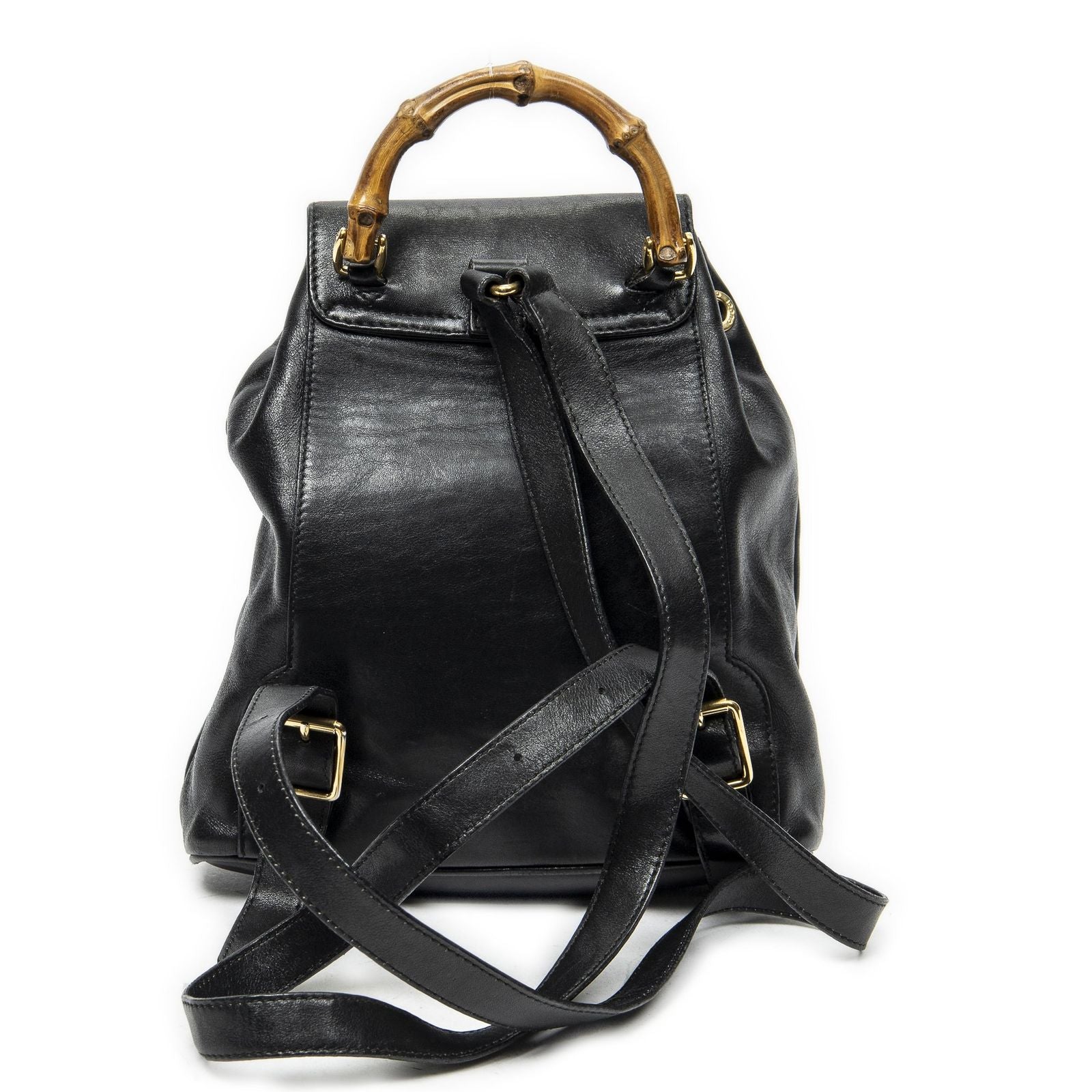 Gucci Mini Bamboo Backpack Black Calfskin Leather