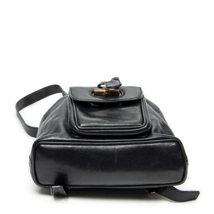 Gucci Mini Bamboo Backpack Black Calfskin Leather