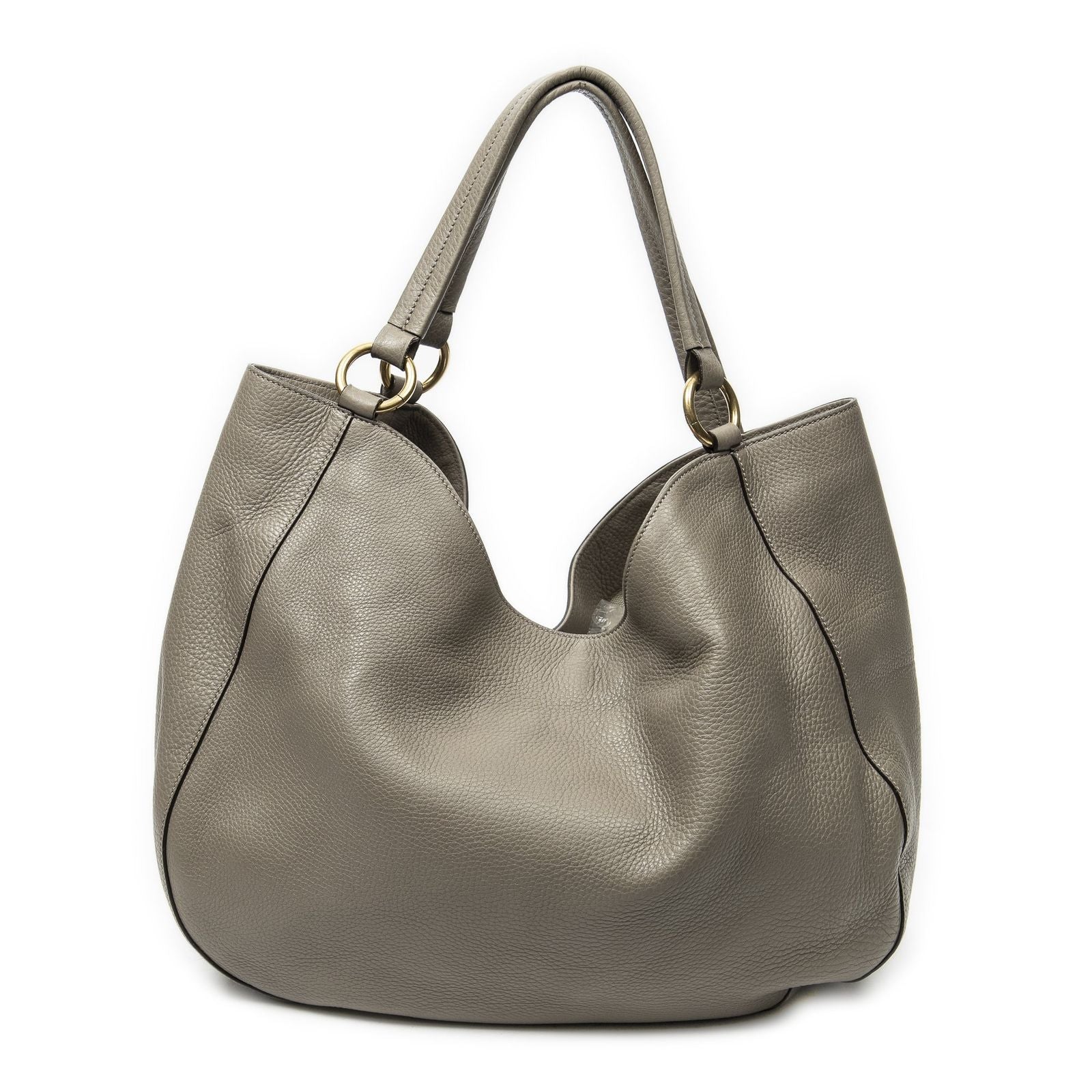 Gucci Oval Twill Tote Gray Calfskin Leather