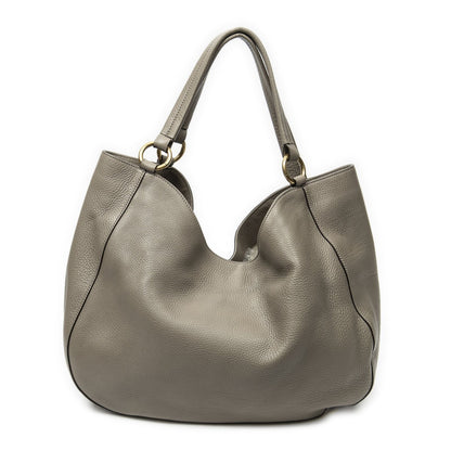 Gucci Oval Twill Tote Gray Calfskin Leather