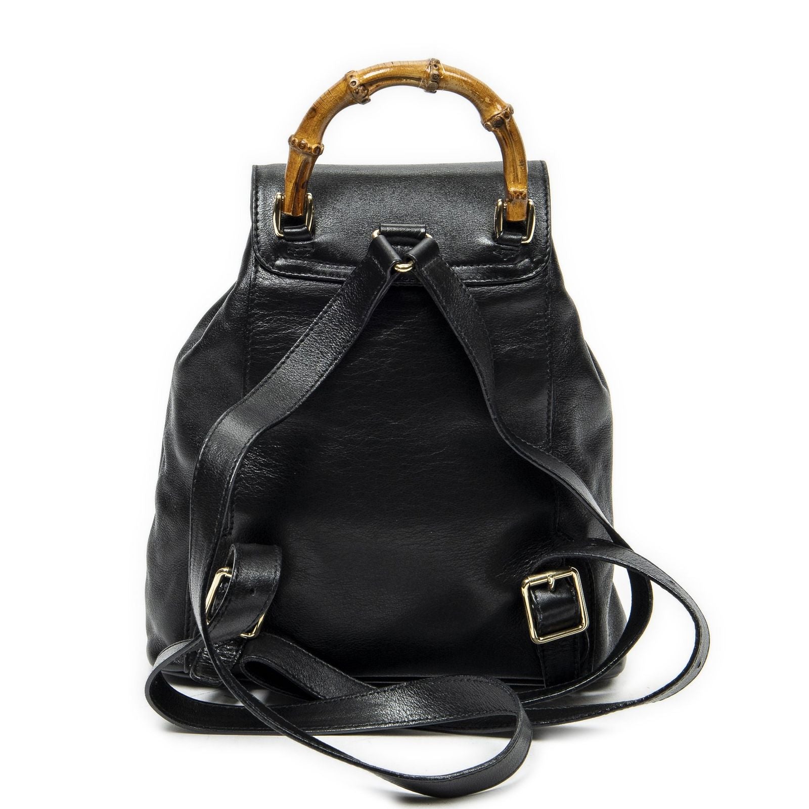 Gucci Mini Bamboo Backpack Black Calfskin Leather