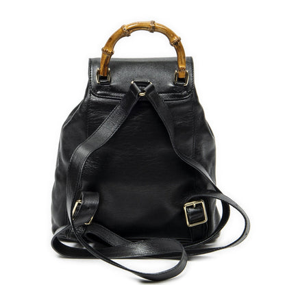 Gucci Mini Bamboo Backpack Black Calfskin Leather