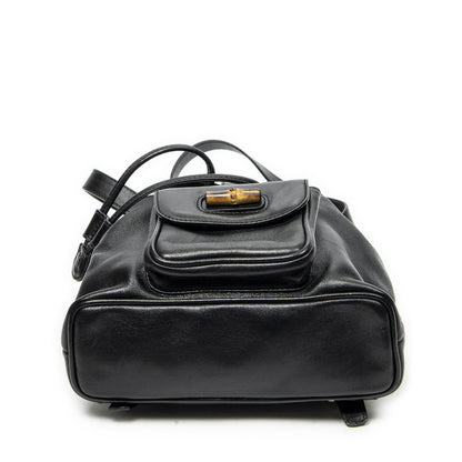 Gucci Mini Bamboo Backpack Black Calfskin Leather