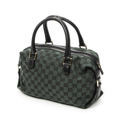 Gucci Small Side Buckle Boston Green Black GG Canvas Messenger Bag
