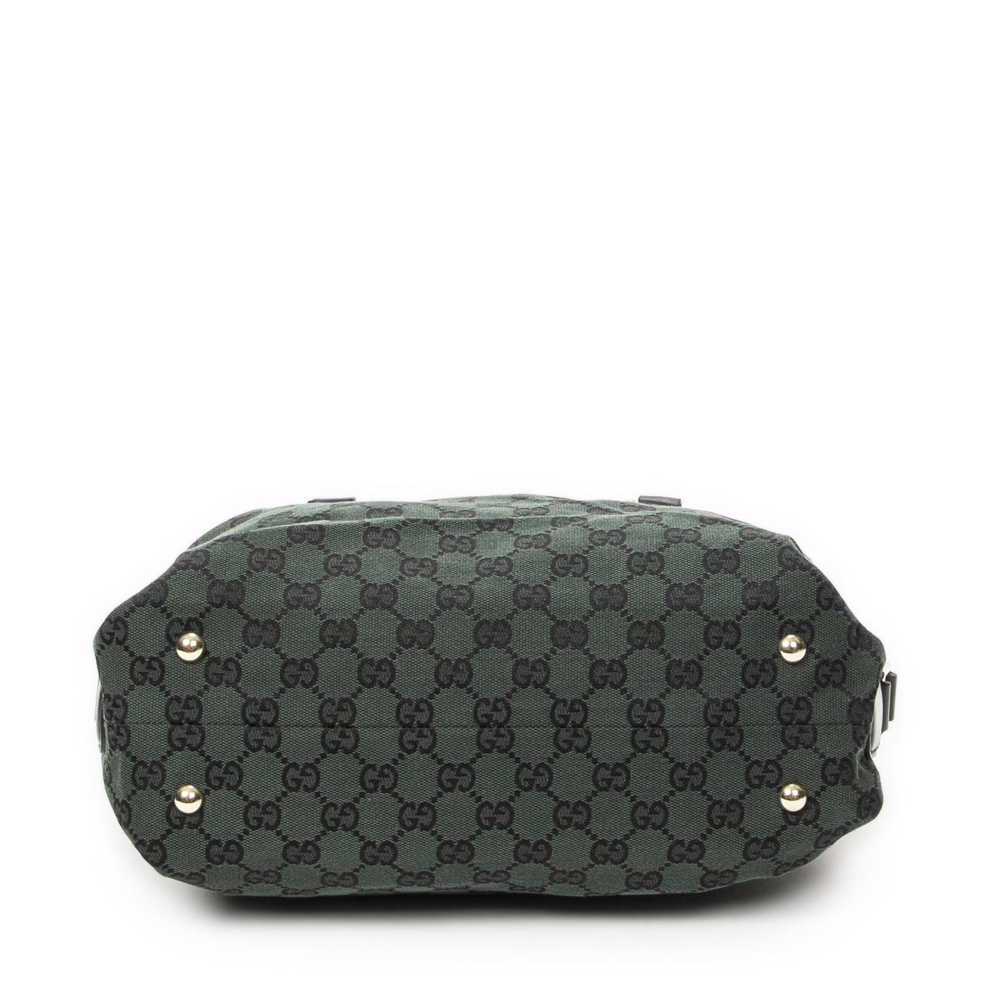 Gucci Small Side Buckle Boston Green Black GG Canvas Messenger Bag