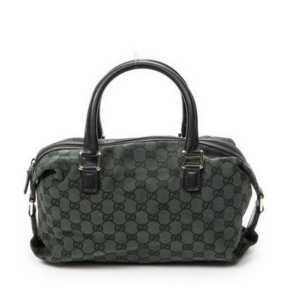 Gucci Small Side Buckle Boston Green Black GG Canvas Messenger Bag