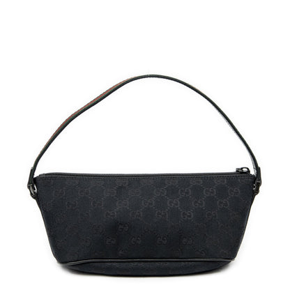 Gucci Web Boat Pochette Black GG Canvas