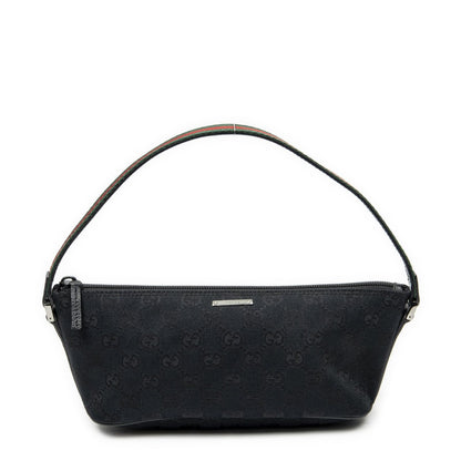 Gucci Web Boat Pochette Black GG Canvas