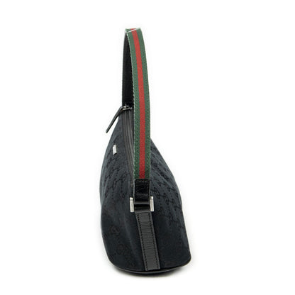 Gucci Web Boat Pochette Black GG Canvas