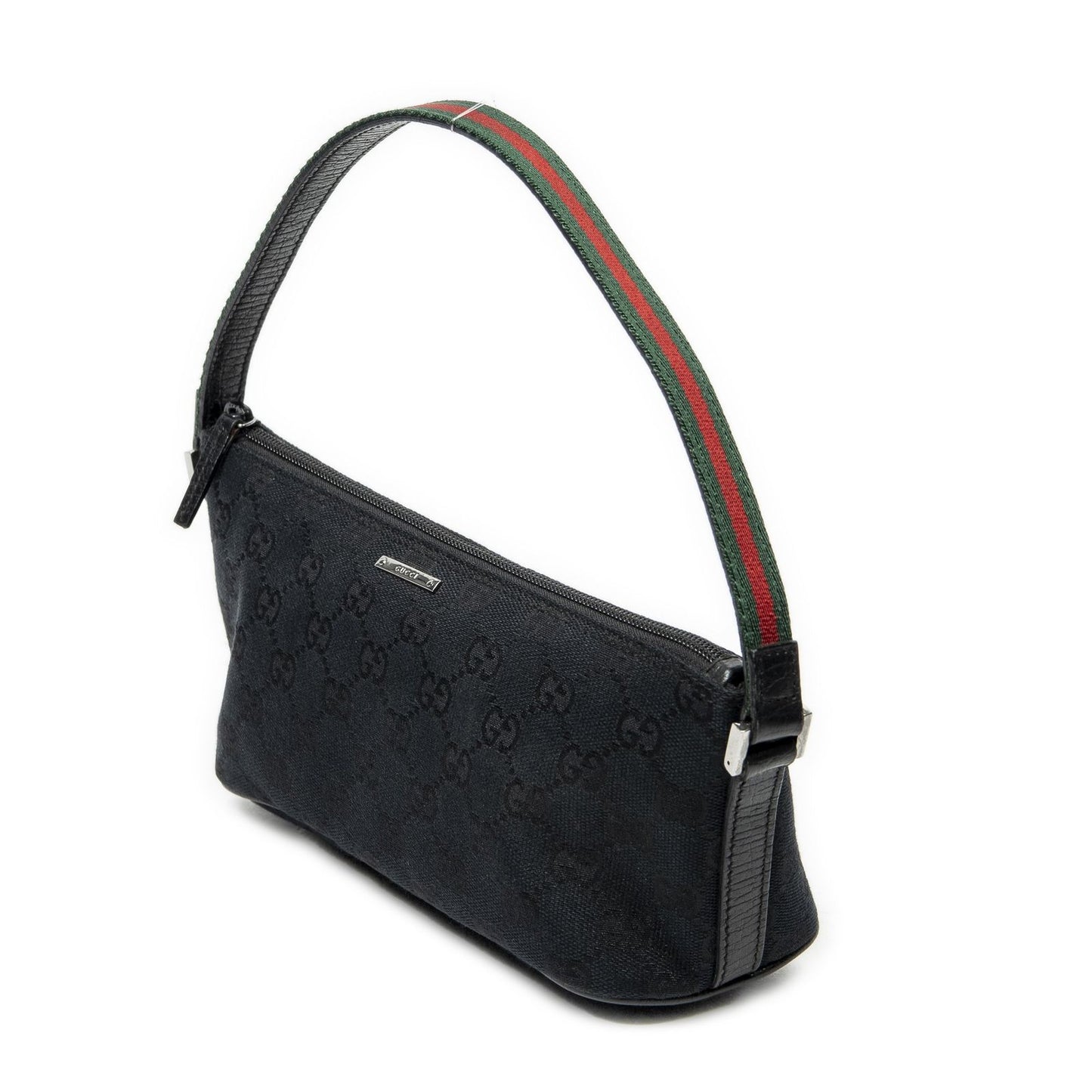 Gucci Web Boat Pochette Black GG Canvas