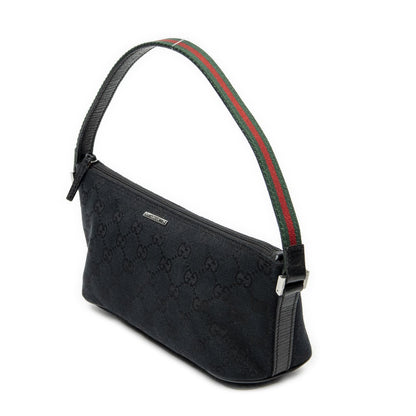 Gucci Web Boat Pochette Black GG Canvas