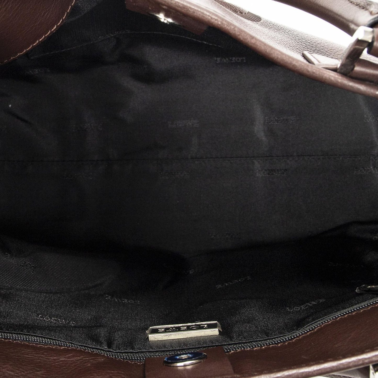 Loeweanagram Tote Dark Brown Calfskin Leather