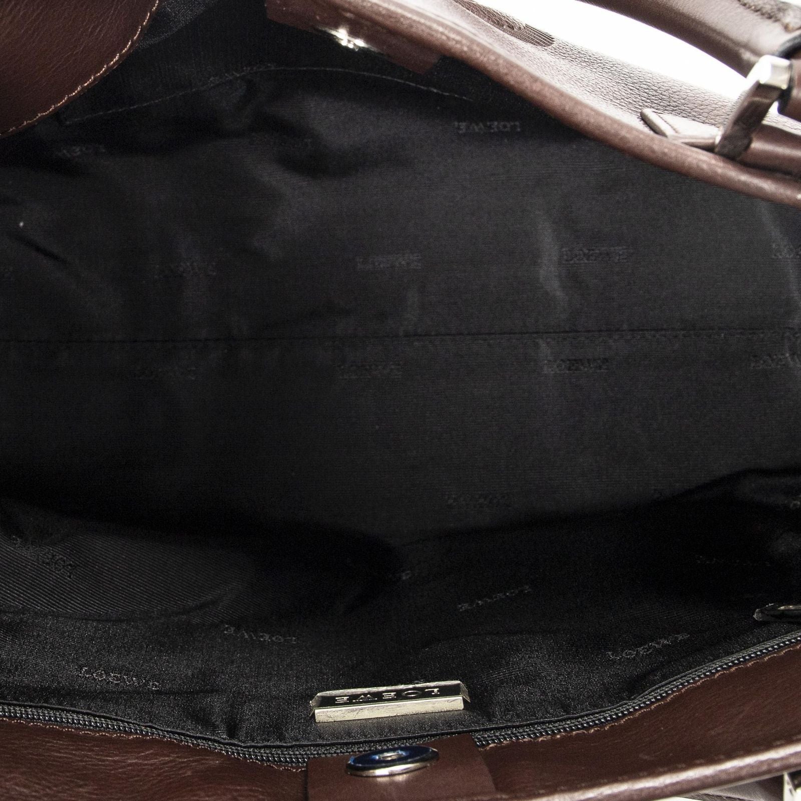 Loeweanagram Tote Dark Brown Calfskin Leather