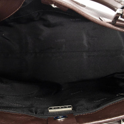 Loeweanagram Tote Dark Brown Calfskin Leather
