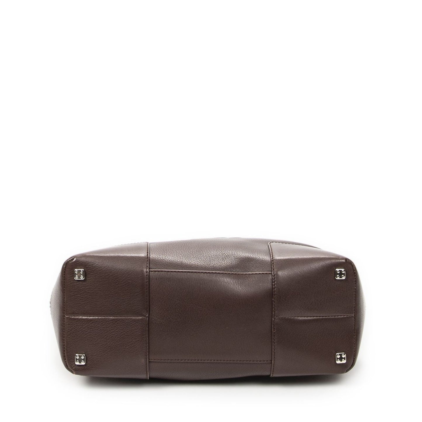 Loeweanagram Tote Dark Brown Calfskin Leather