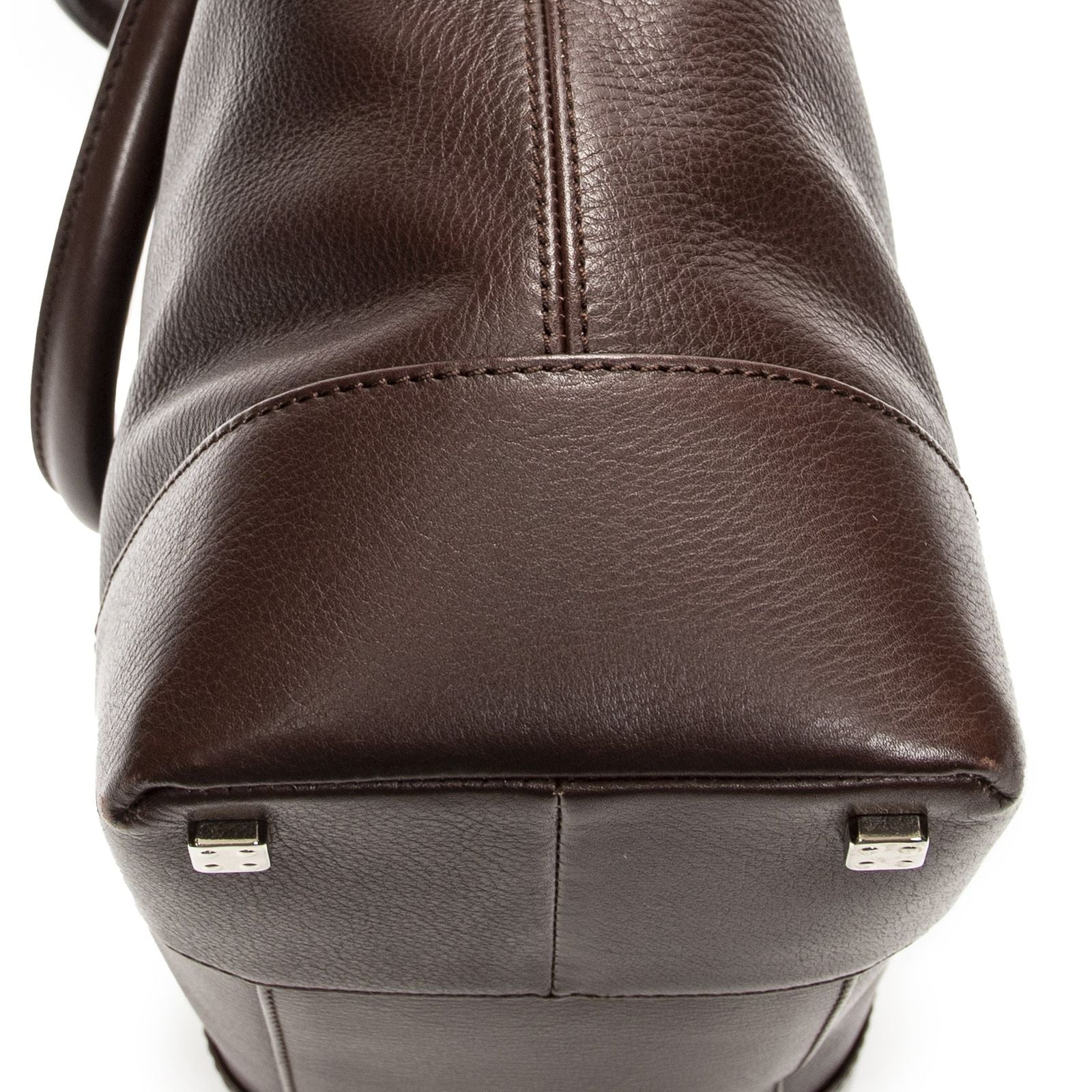 Loeweanagram Tote Dark Brown Calfskin Leather