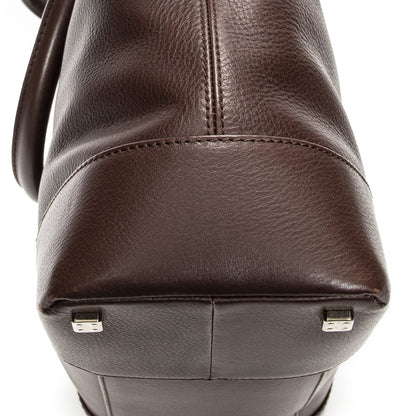 Loeweanagram Tote Dark Brown Calfskin Leather