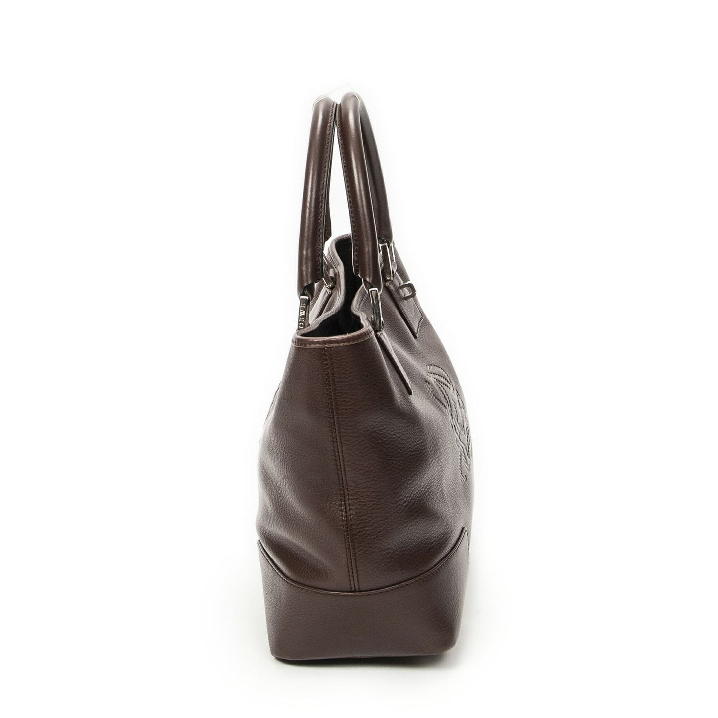 Loeweanagram Tote Dark Brown Calfskin Leather
