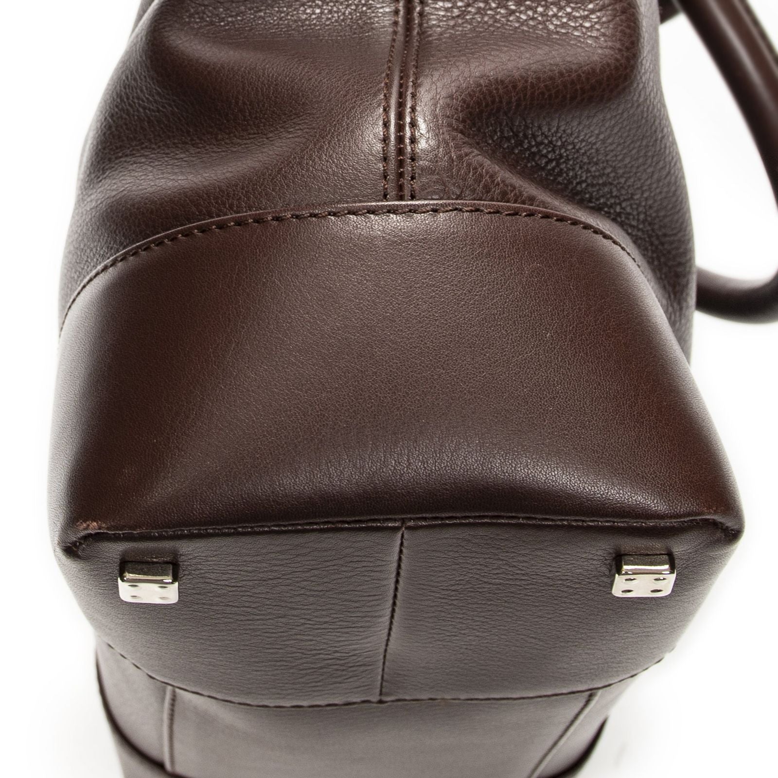 Loeweanagram Tote Dark Brown Calfskin Leather