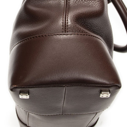 Loeweanagram Tote Dark Brown Calfskin Leather