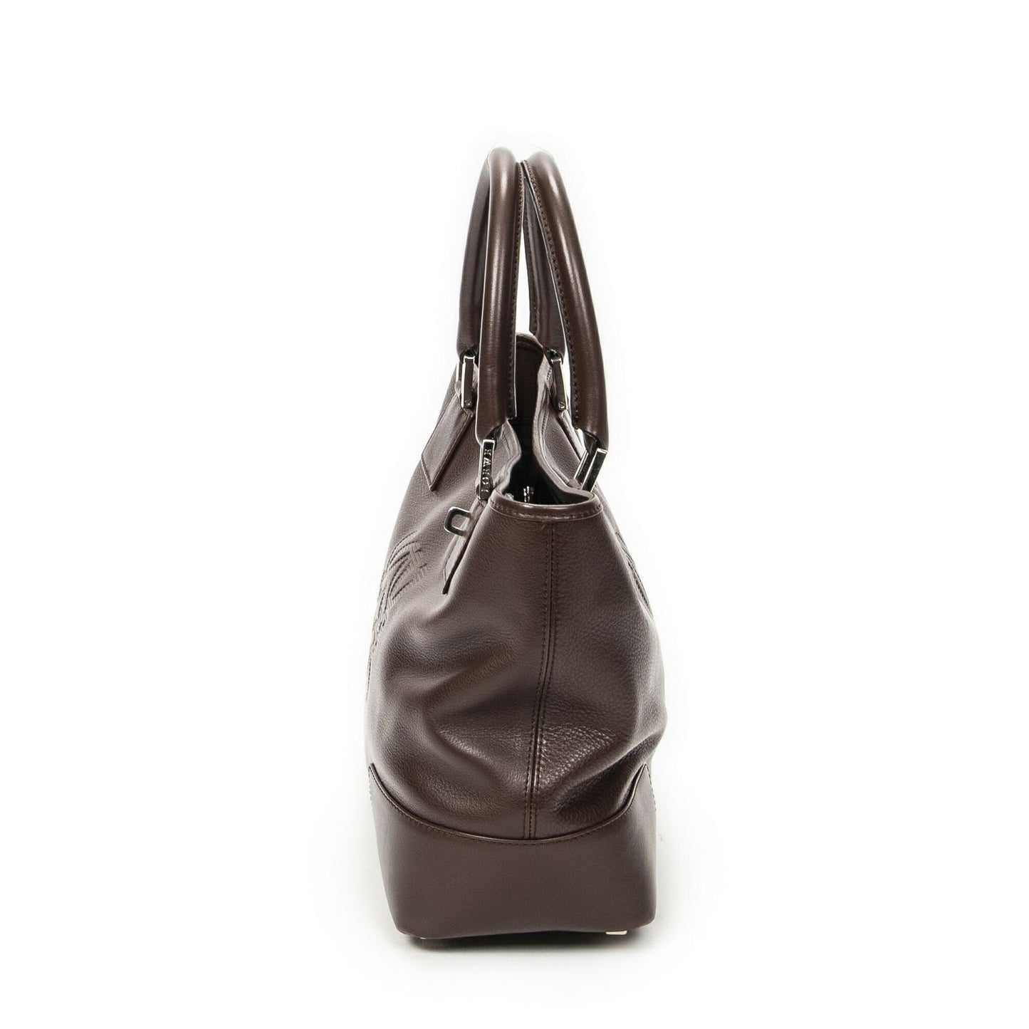 Loeweanagram Tote Dark Brown Calfskin Leather