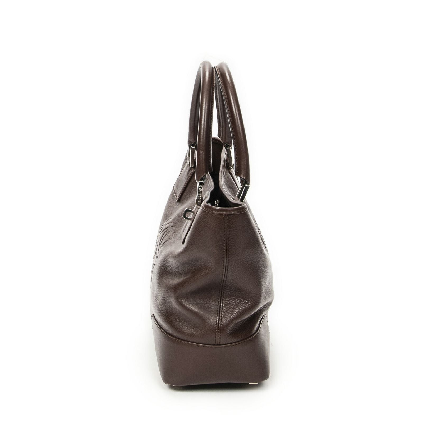 Loeweanagram Tote Dark Brown Calfskin Leather