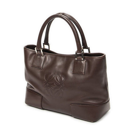 Loeweanagram Tote Dark Brown Calfskin Leather