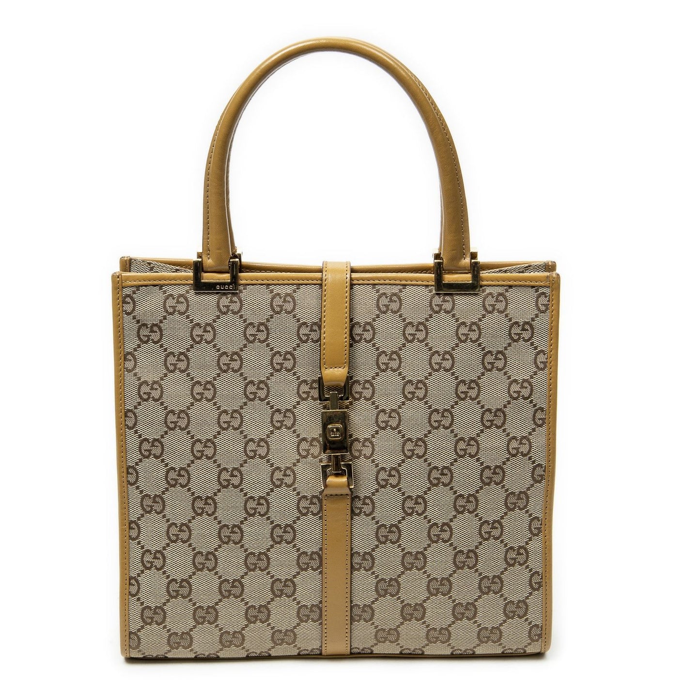 Gucci Square Bardot Tote Beige Yellow GG Canvas