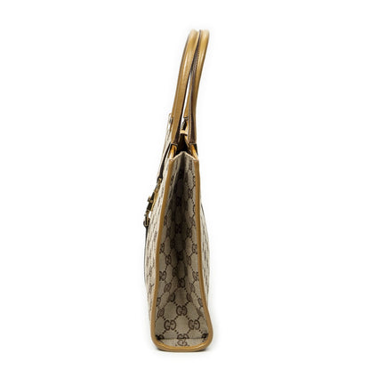 Gucci Square Bardot Tote Beige Yellow GG Canvas