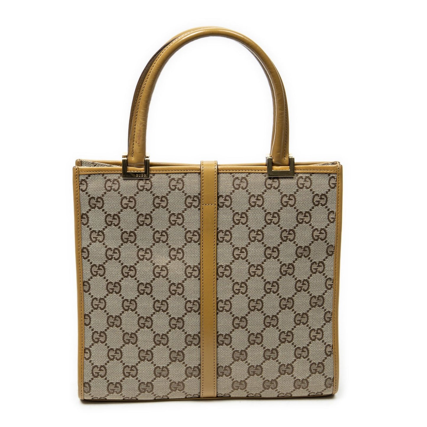 Gucci Square Bardot Tote Beige Yellow GG Canvas