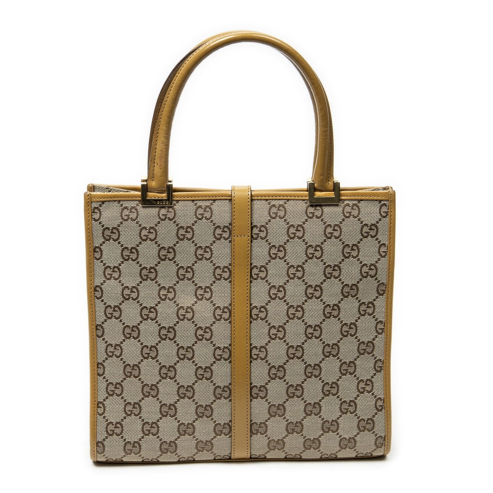 Gucci Square Bardot Tote Beige Yellow GG Canvas