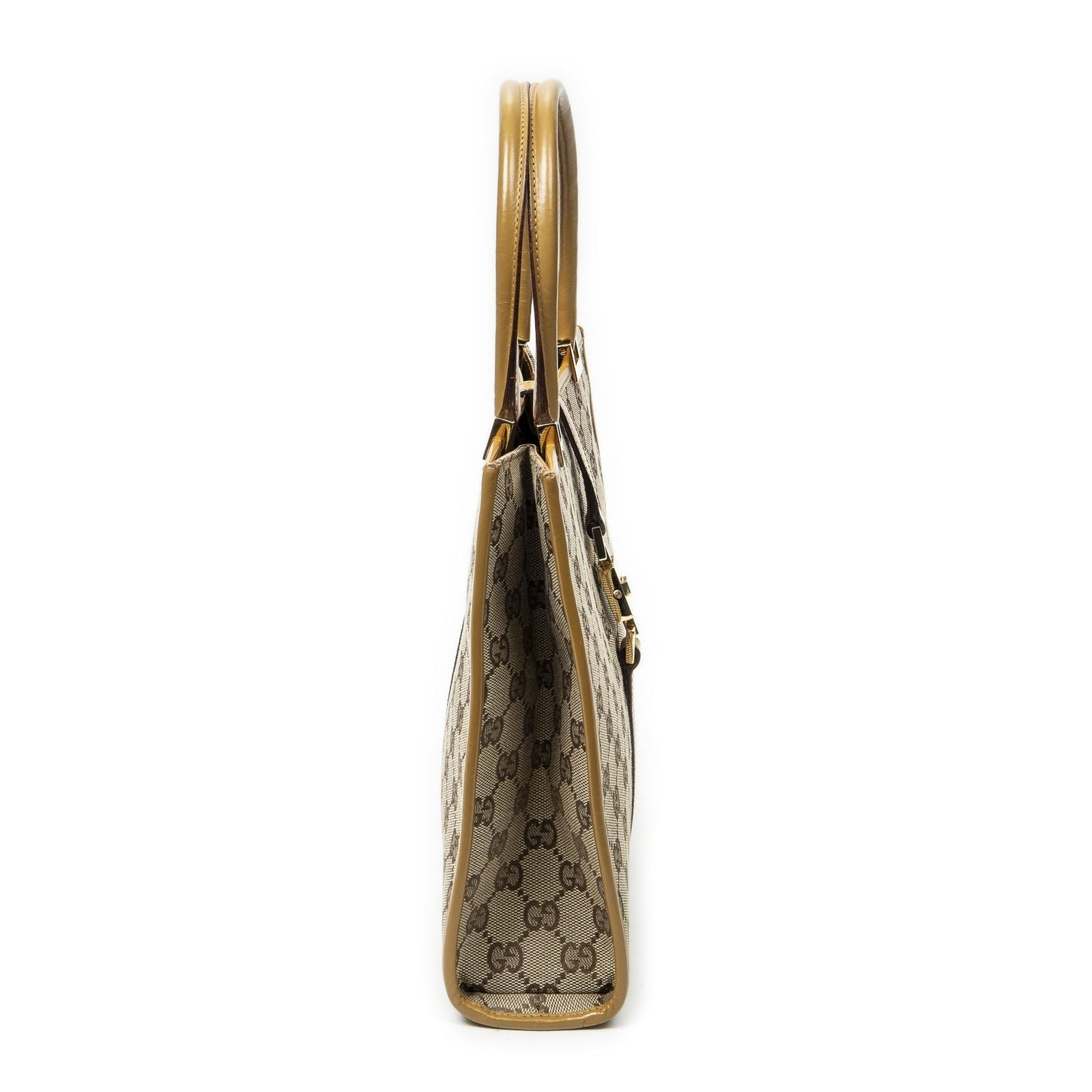 Gucci Square Bardot Tote Beige Yellow GG Canvas