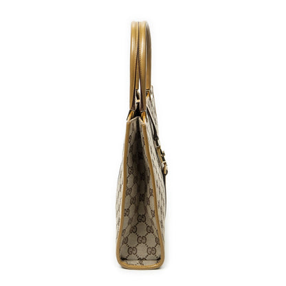 Gucci Square Bardot Tote Beige Yellow GG Canvas